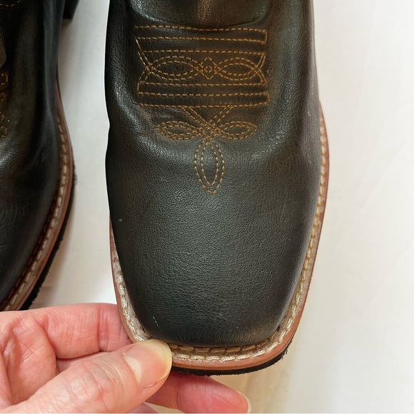 SMOKEY MOUNTAIN Black Blue Western Cowboy Boots Decorative Stitching Size 4 - Picture 6 of 7